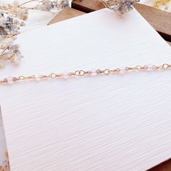 Tiny Rainbow Moonstone and Spinel Bracelet | Handmade in BC - Picture 5 of 6